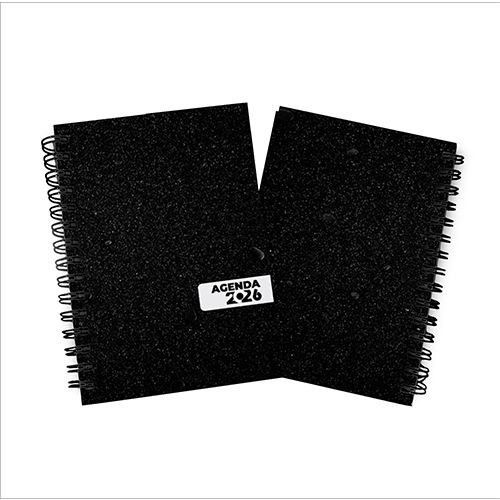 Agenda 2026 15X21cm com capa dura em papel empastada com cartão e debrú, laminação Prolan Wire-O e miolo pronto